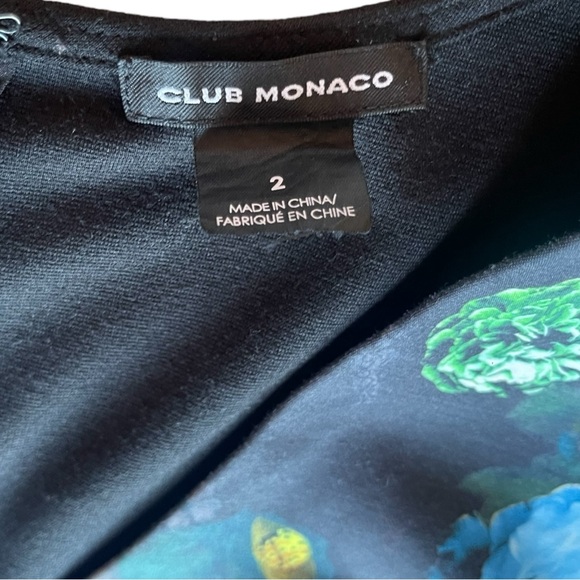 Club Monaco Aurelie Floral Fit And Flare Butterflies Dress Pockets Black Size 2 - Picture 6 of 10